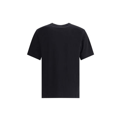 Back view of Maison Kitsuné Black Cotton T-Shirt showcasing short sleeves and casual style.