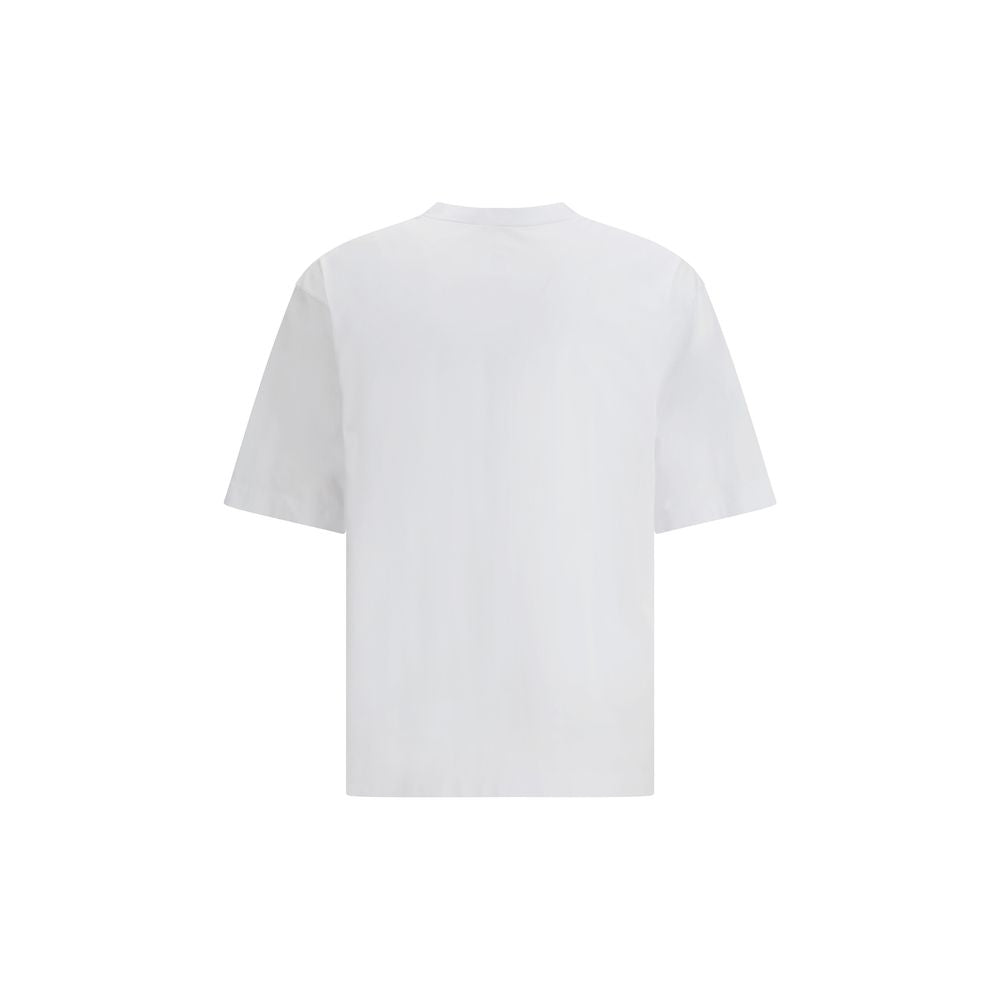 Back view of Dsquared² White Cotton T-Shirt featuring ribbed crew neck and iconic logo print for a distinctive urban look.