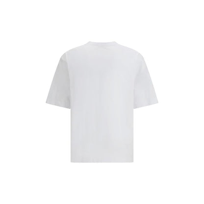 Back view of Dsquared² White Cotton T-Shirt featuring ribbed crew neck and iconic logo print for a distinctive urban look.