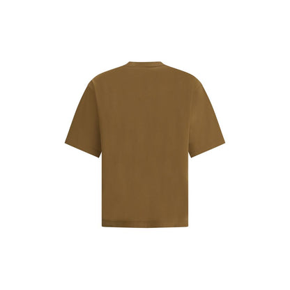 Back view of Dsquared² Brown Cotton Sportswear T-shirt with embroidered patches and ribbed crew neck.