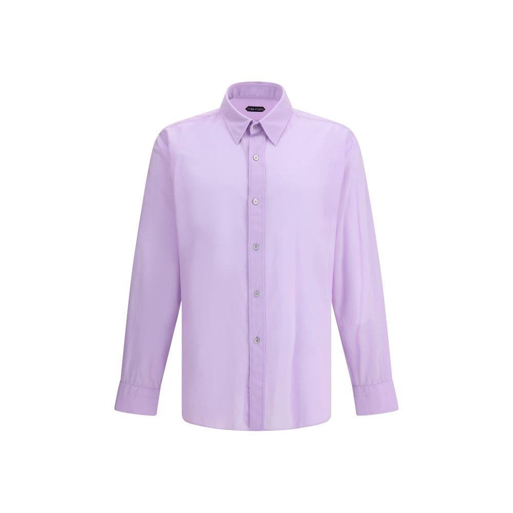 Tom Ford Purple Cotton Dress Shirt featuring classic collar and asymmetrical hem for elegant and modern style, perfect for versatility and sophistication.