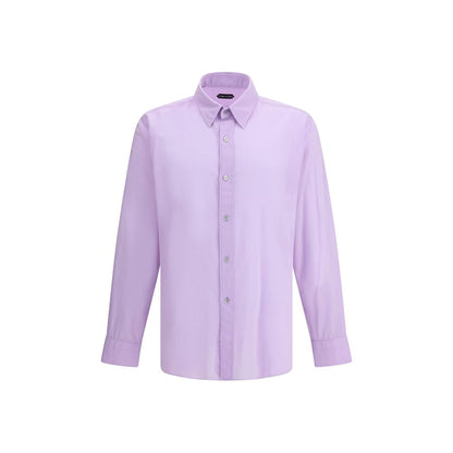 Tom Ford Purple Cotton Dress Shirt featuring classic collar and asymmetrical hem for elegant and modern style, perfect for versatility and sophistication.