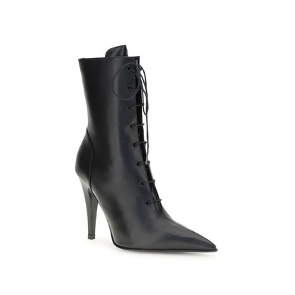 Alexander McQueen Black Calf Leather Bos Taurus Lace-Up Boots