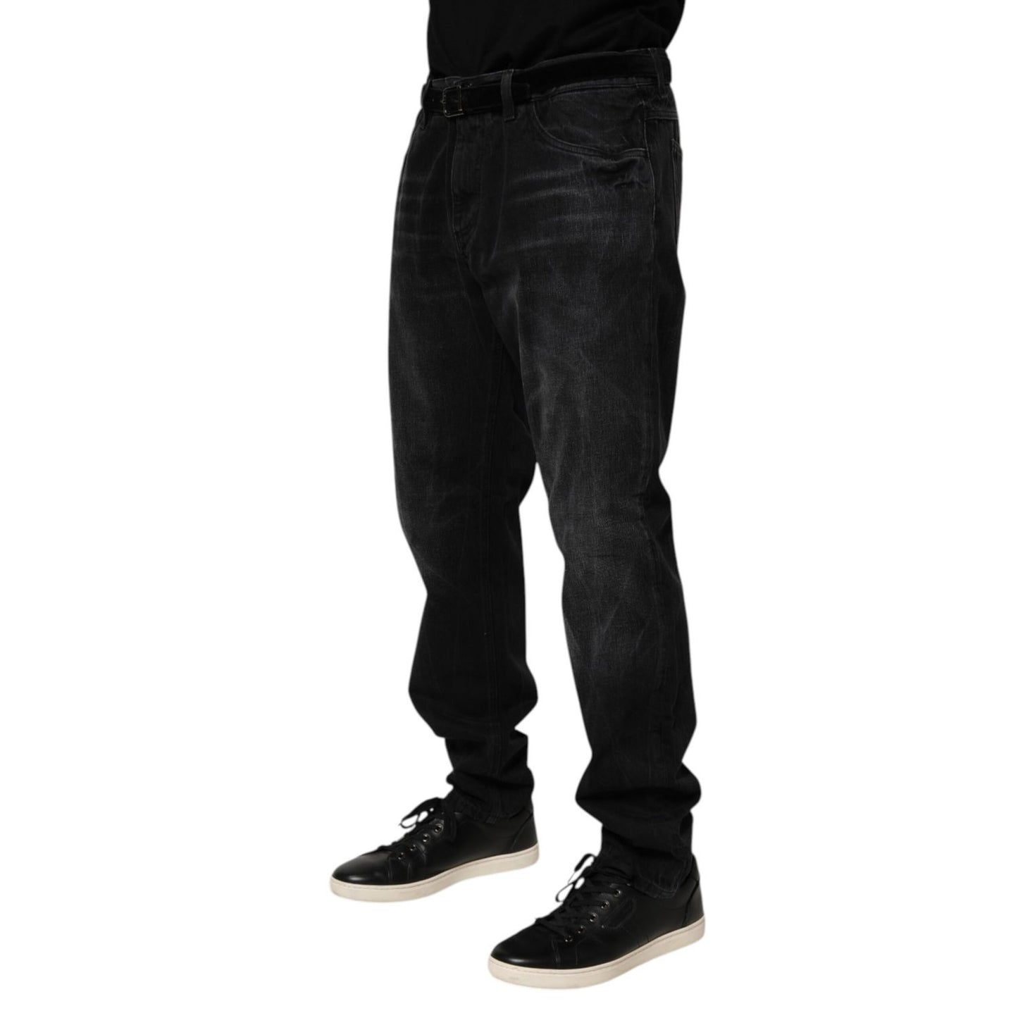 Dolce & Gabbana Black Washed Cotton Skinny Men Denim Jeans