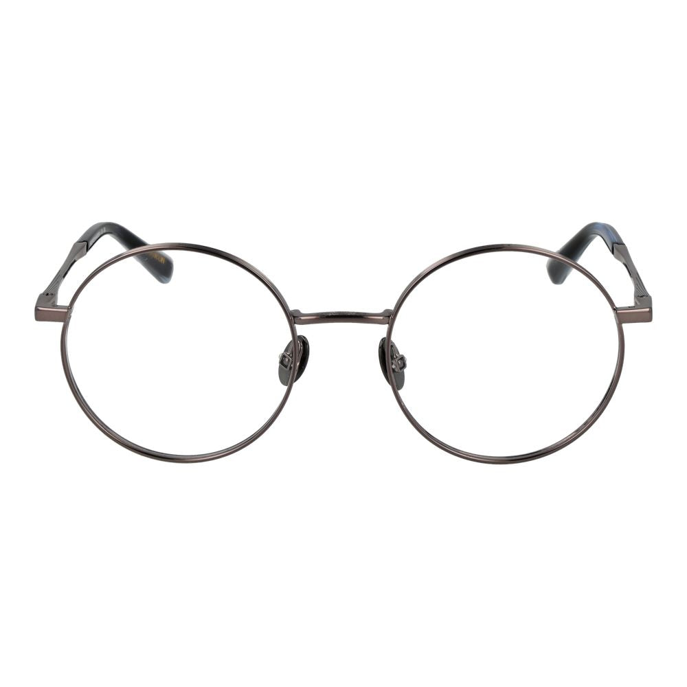 Scotch & Soda Gray Men Glasses Frame, gunmetal round full-rim metal eyeglasses with demo plastic lenses, size 50-20-140, no spring hinge.