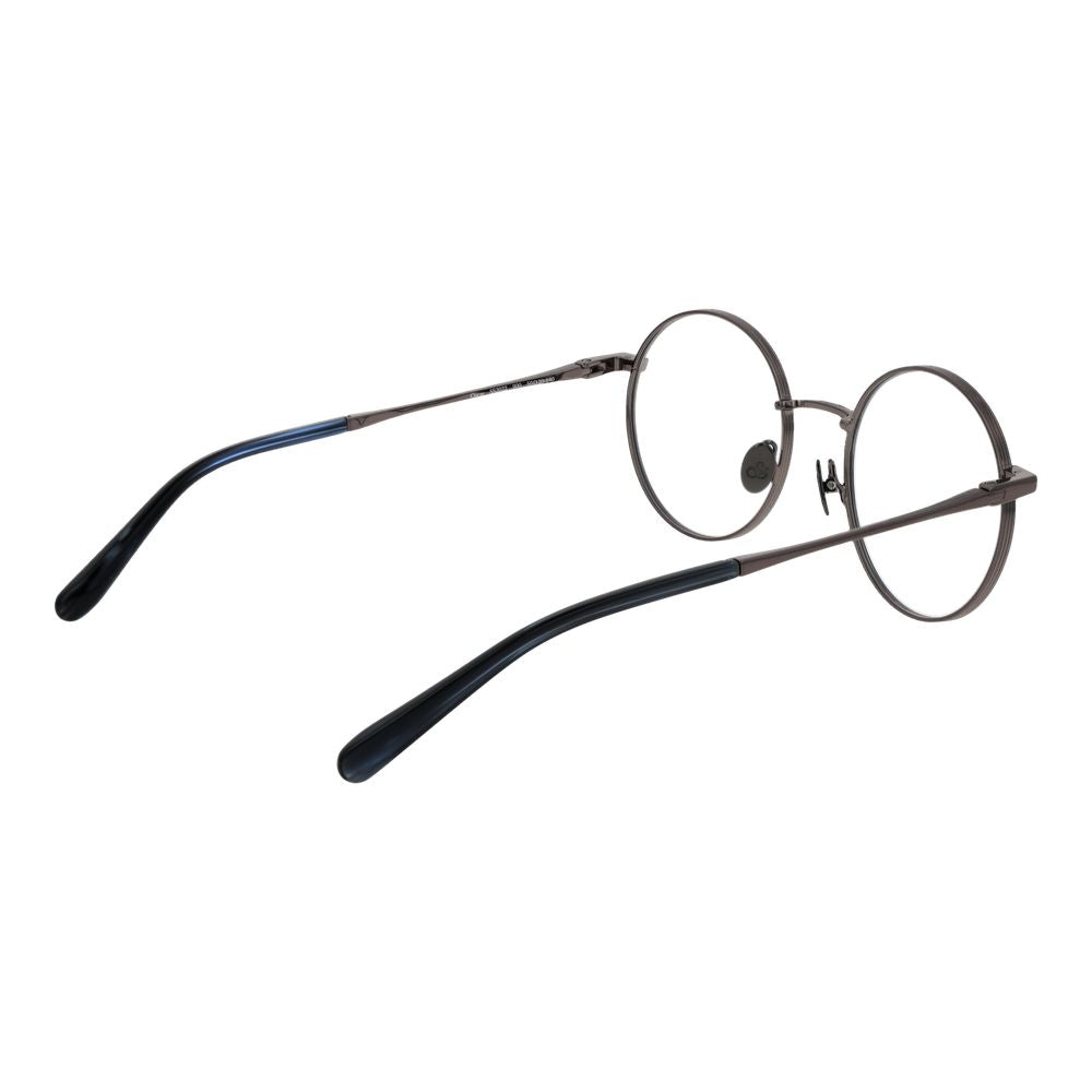 Scotch & Soda Gray Men Glasses Frame in full-rim gunmetal metal with demo lenses and round style, size 50-20-140, includes branded case.