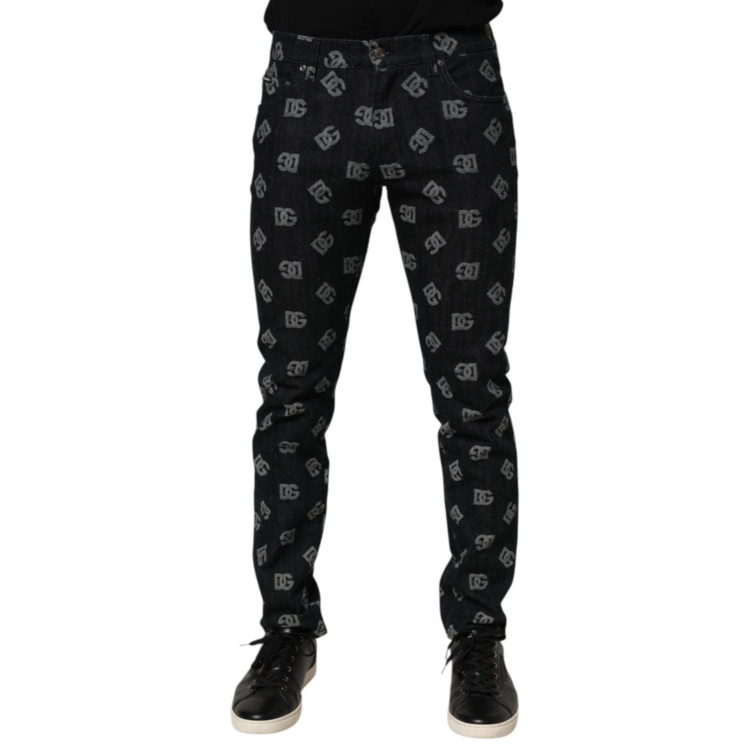 Dolce & Gabbana Black DG Monogram Cotton Skinny Denim Jeans