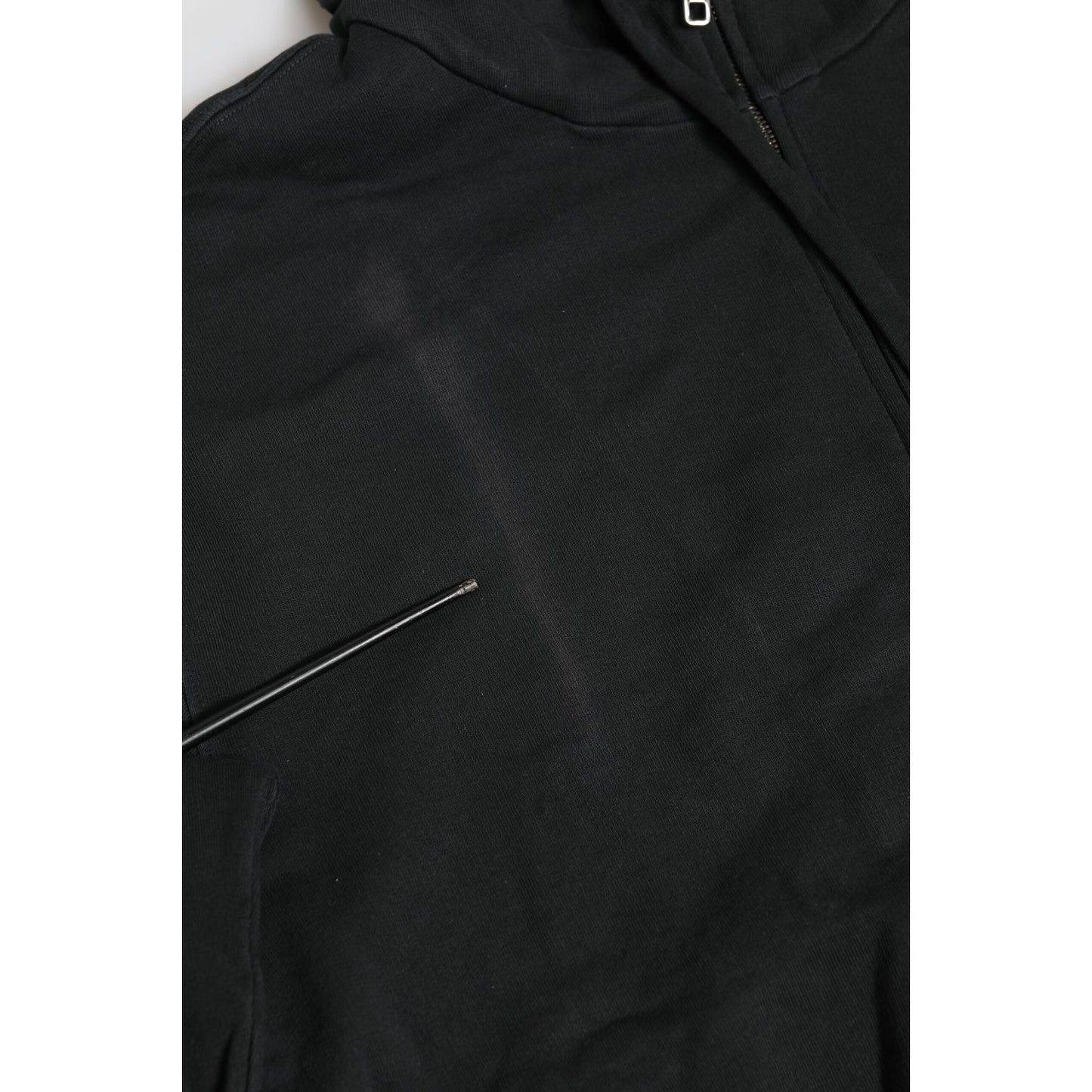 Dolce & Gabbana Black Logo FullZip Hooded Sweatshirt Sweater in classic black, highlighting the hood and zipper details, perfect for streetwear.