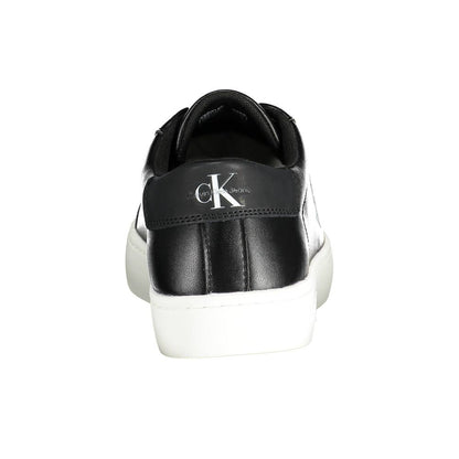 Calvin Klein Black Polyester Sneaker with logo, contrasting details, and recycled material back view.