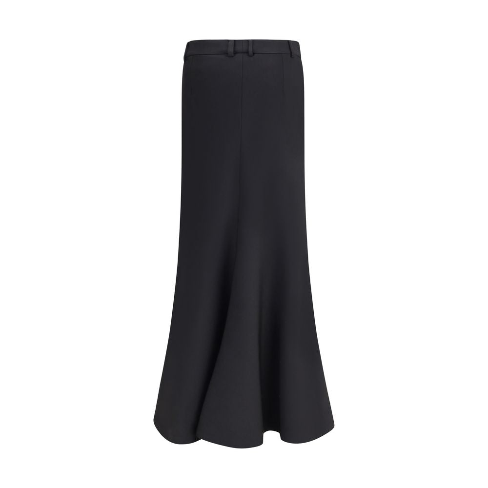 Balenciaga Black Fleece Wool Long Skirt