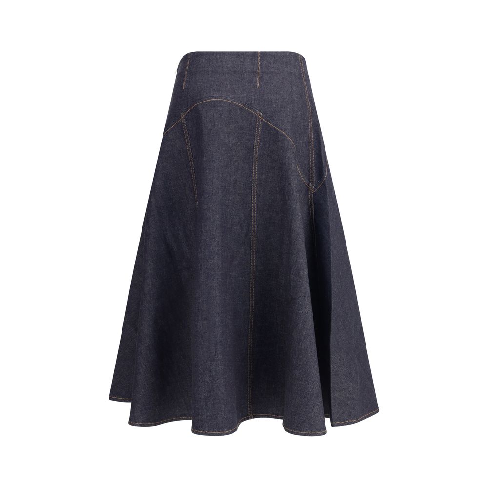 Jacquemus Blue Cotton Midi Skirt