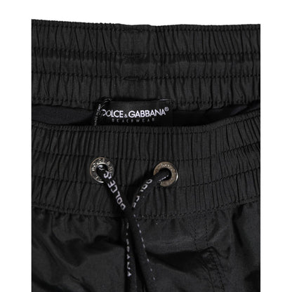 Dolce & Gabbana Black Logo Polyester Beachwear Shorts Swimwear