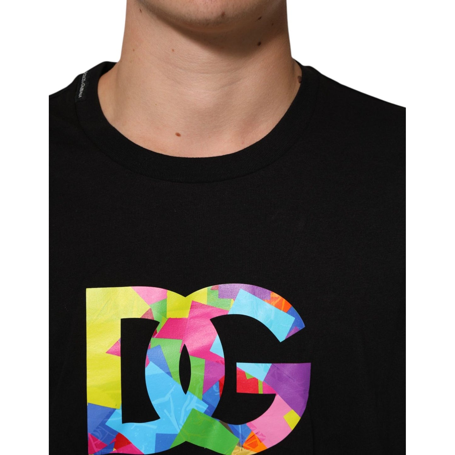 Dolce & Gabbana Black Logo Print Cotton Men Crew Neck T-shirt