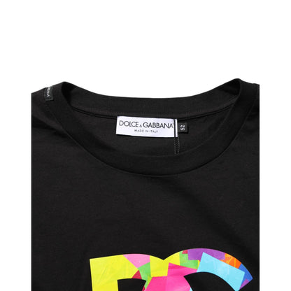 Dolce & Gabbana Black Logo Print Cotton Men Crew Neck T-shirt