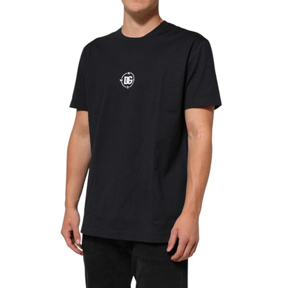 Dolce & Gabbana Black Logo Compass Cotton Crew Neck T-shirt
