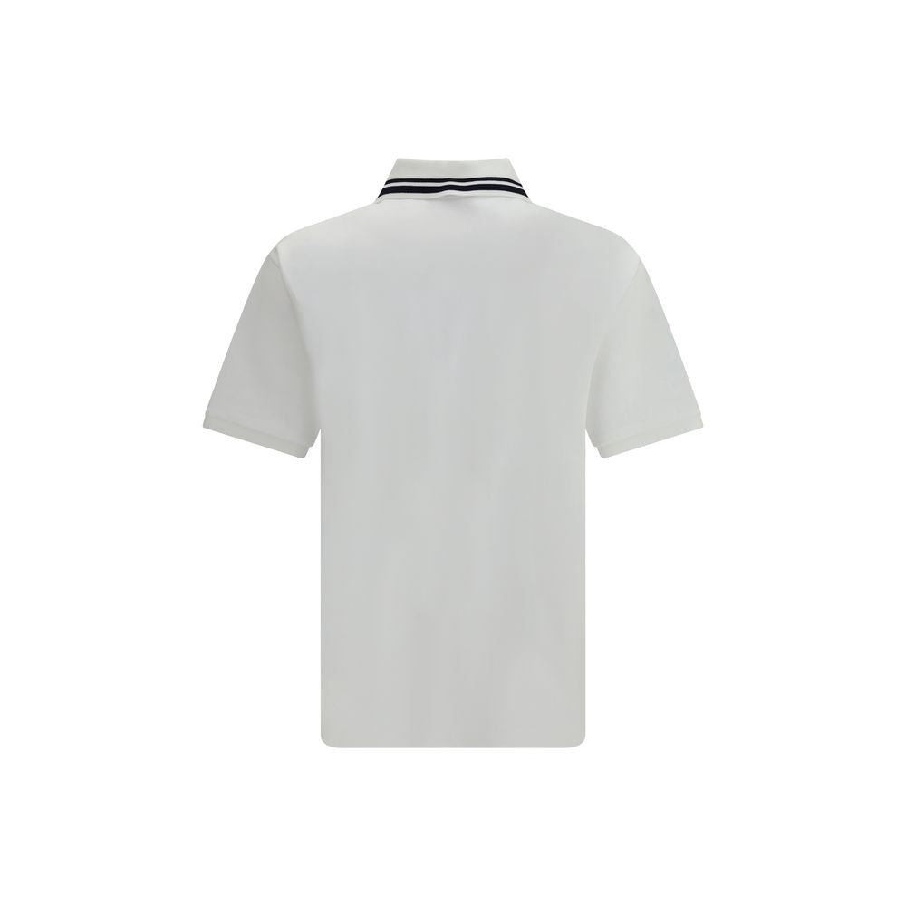 Back view of Gucci White Cotton Polo Shirt with striped print, relaxed fit, and Gucci logo, made from 95% cotton and 5% elastane for AW25.