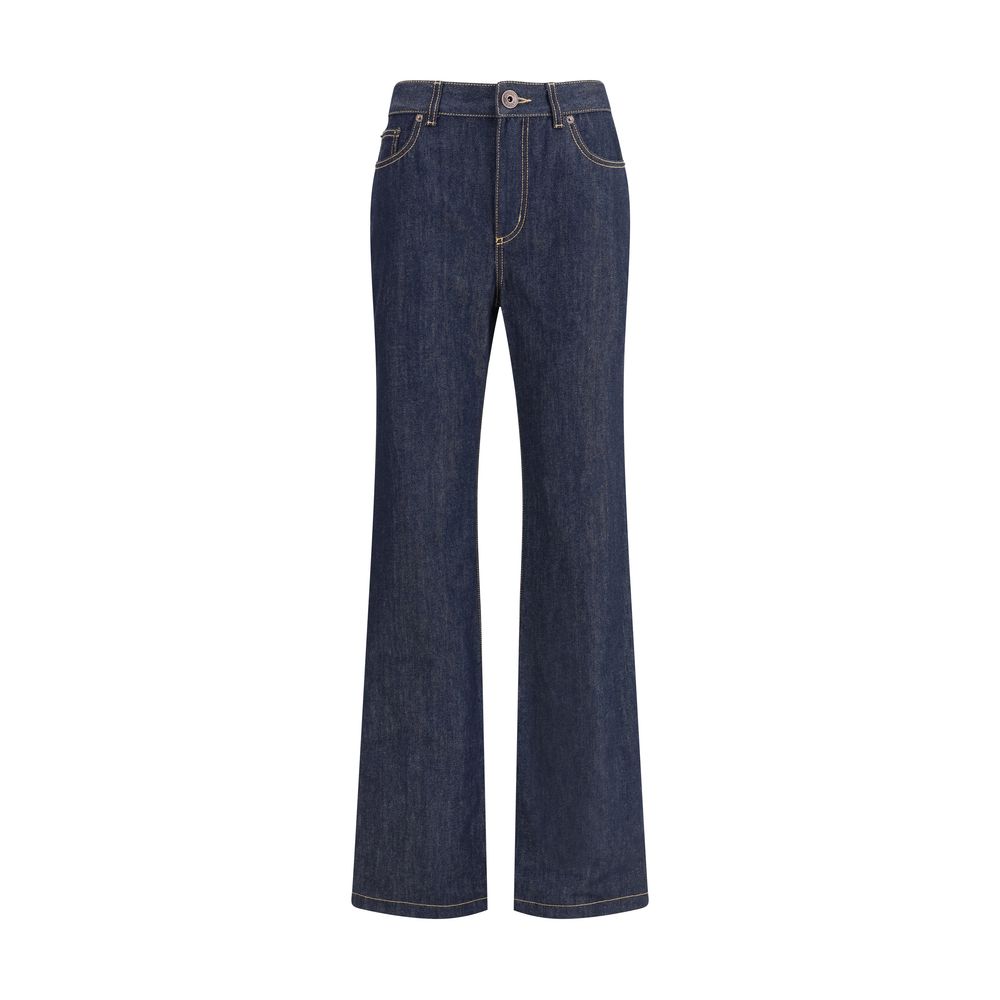 Alexander McQueen Blue Cotton Straight-Leg Jeans with contrast stitching and five-pocket design, AW25 collection, 100% cotton.