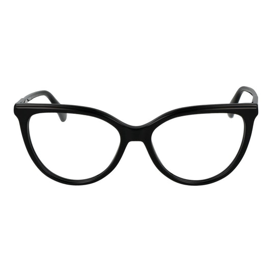 Alt Tag: Longchamp Black Women Glasses Frame in full-rim cat eye style with acetate material, demo lenses, spring hinge, and 53mm width.