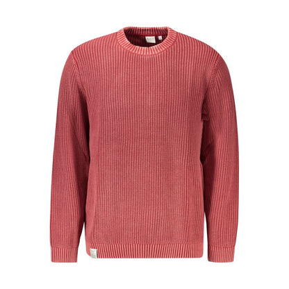 Pepe Jeans Red Cotton Men Sweater - Sustainable, long-sleeved crew neck with iconic logo for eco-conscious style.