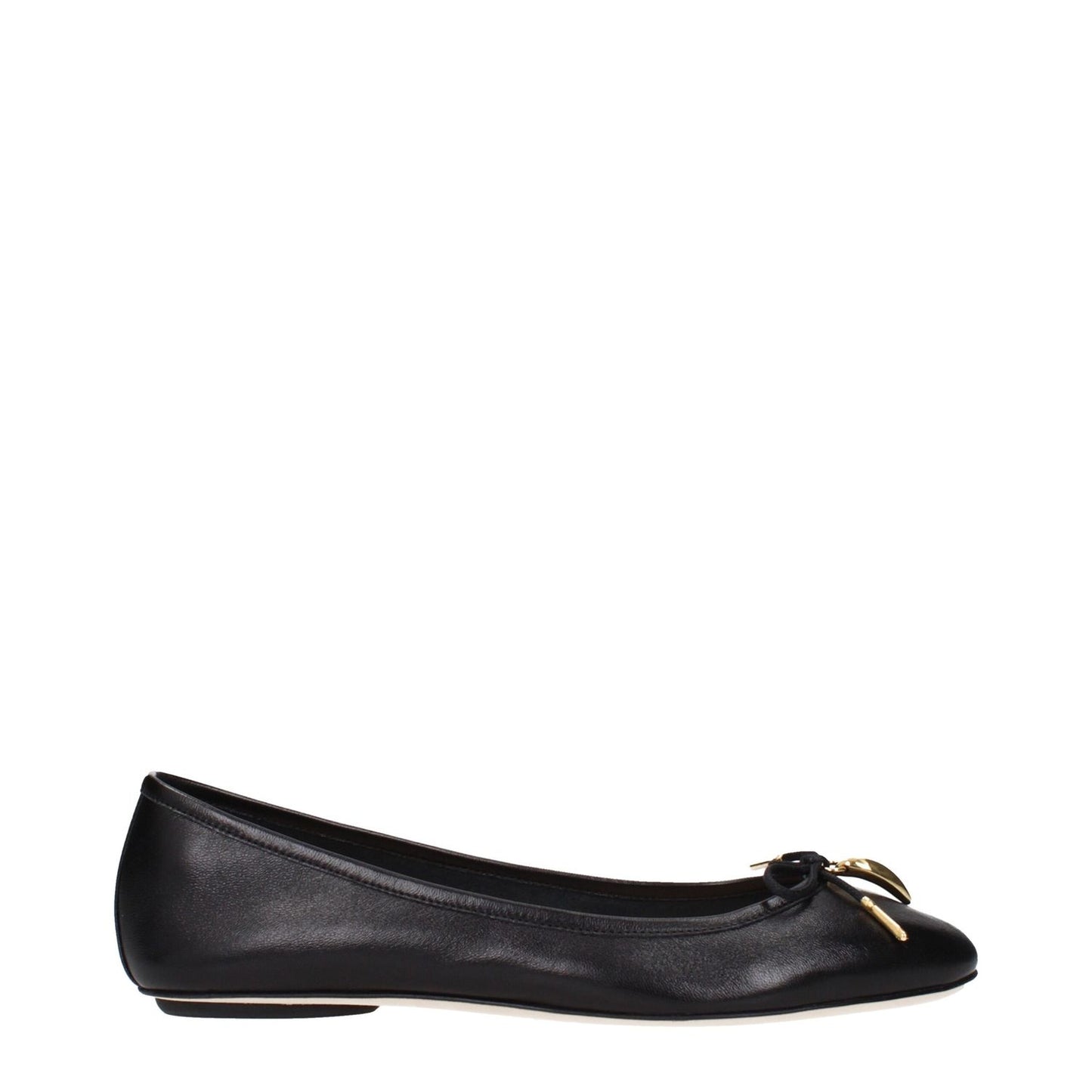 Chloé Black Leather Ballet Flats with front detail, MPN CHC25S08HQN001, product code F84532.