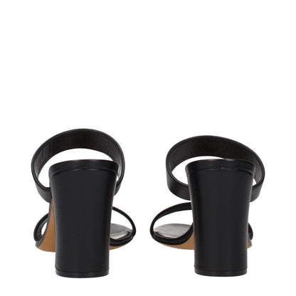 Back view of The Row Black Leather Stiletto Heel Sandals with wide straps and sturdy heels, MPN F1595SL3BLK, stylish and elegant design.