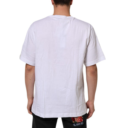 Dolce & Gabbana White Graphic Print Cotton Crew Neck T-shirt