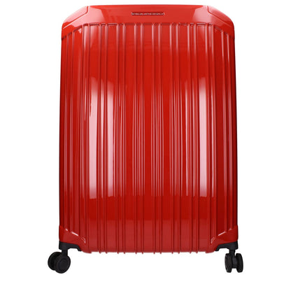Piquadro Red Polycarbonate Luggage And Travel with TSA closure, vintage effect, features front, side, back logos.