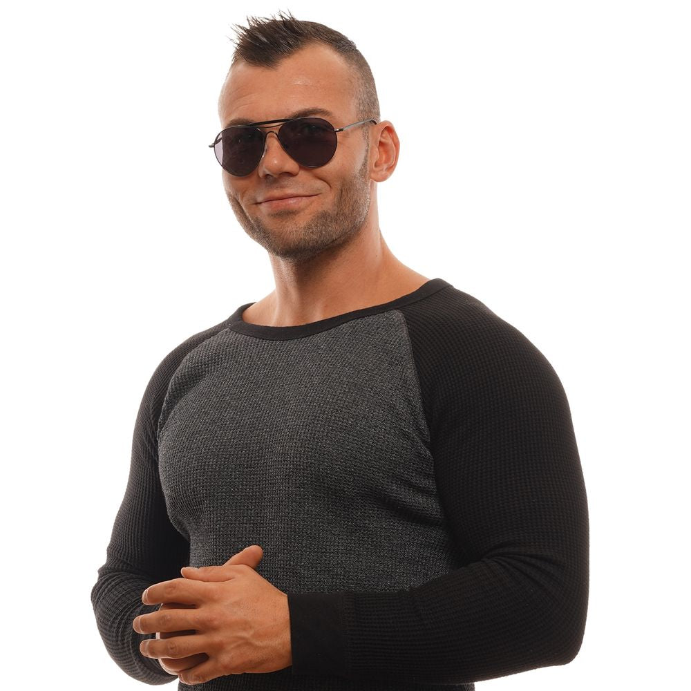 Man wearing Ermenegildo Zegna Black Titanium Sunglasses with black full-rim frame and grey lenses.