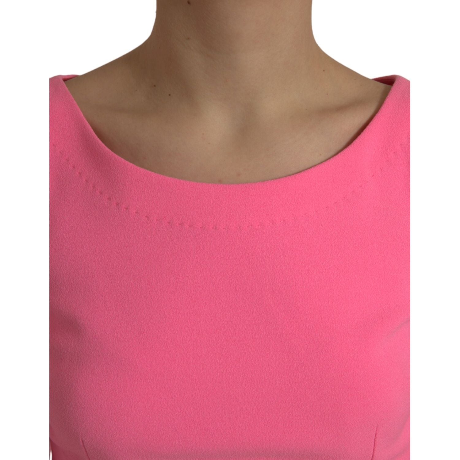 Dolce & Gabbana Pink Polyester Long Sleeves Sheath Midi Dress