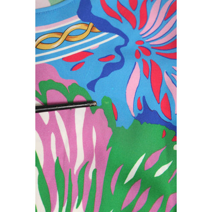 Dolce & Gabbana Multicolor Floral Print Silk Blouse Tunic Top vibrant detail view showcasing intricate design.