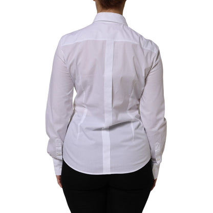 Dolce & Gabbana White Cotton Collared Dress Formal Shirt Top
