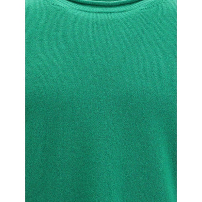 Comme Des Garçons Green Wool Sweatshirt, ribbed knit design with round neckline, long sleeves, made in Japan, AW25 collection