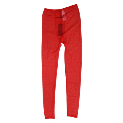 Dolce & Gabbana Red Nylon Logo Lace Leggings Pants Underwear