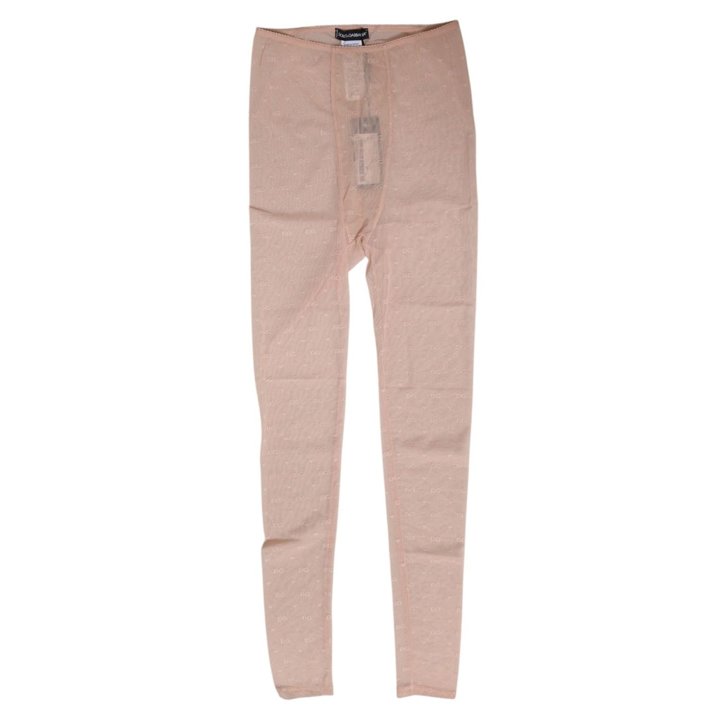 Dolce & Gabbana Beige Nylon Logo Lace Leggings Pants Underwear