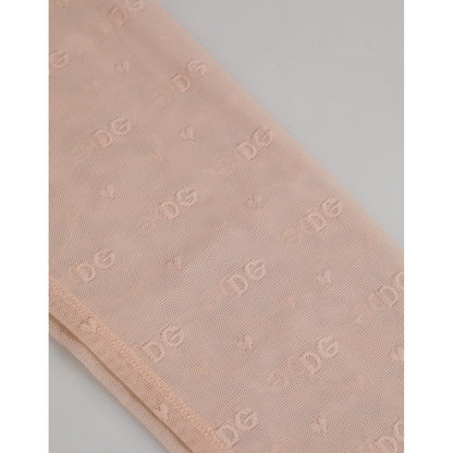 Dolce & Gabbana Beige Nylon Logo Lace Leggings Pants Underwear