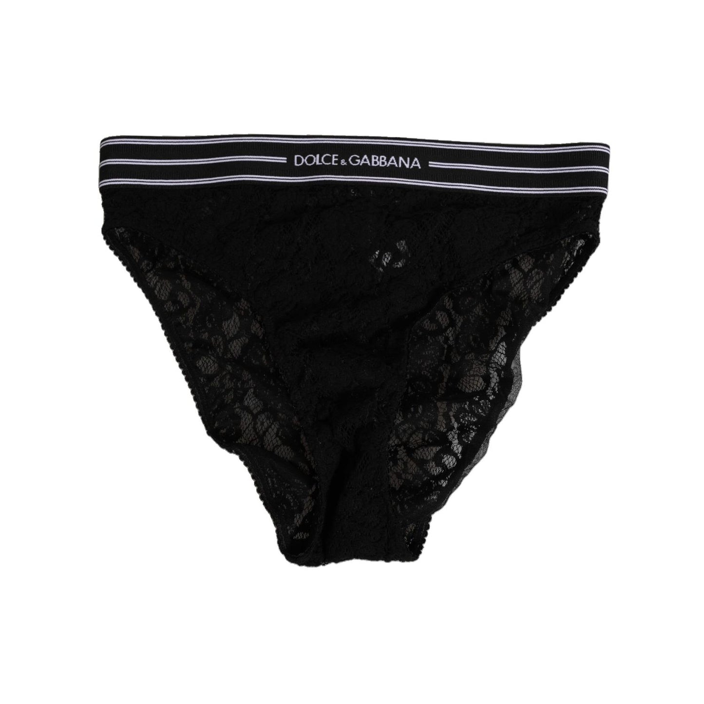 Dolce & Gabbana Black Lace Slip Brief Logo Waistband  Underwear