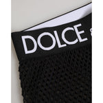 Dolce & Gabbana Black Cotton Logo Shorts Midi Trouser Underwear with bold waistband detail, 100% authentic Italian style.