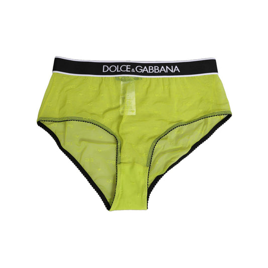 Dolce & Gabbana Green Nylon Logo Waistband Brief Panty Underwear