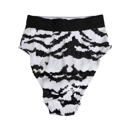 Dolce & Gabbana Black White Sequin High Waist Panty Underwear