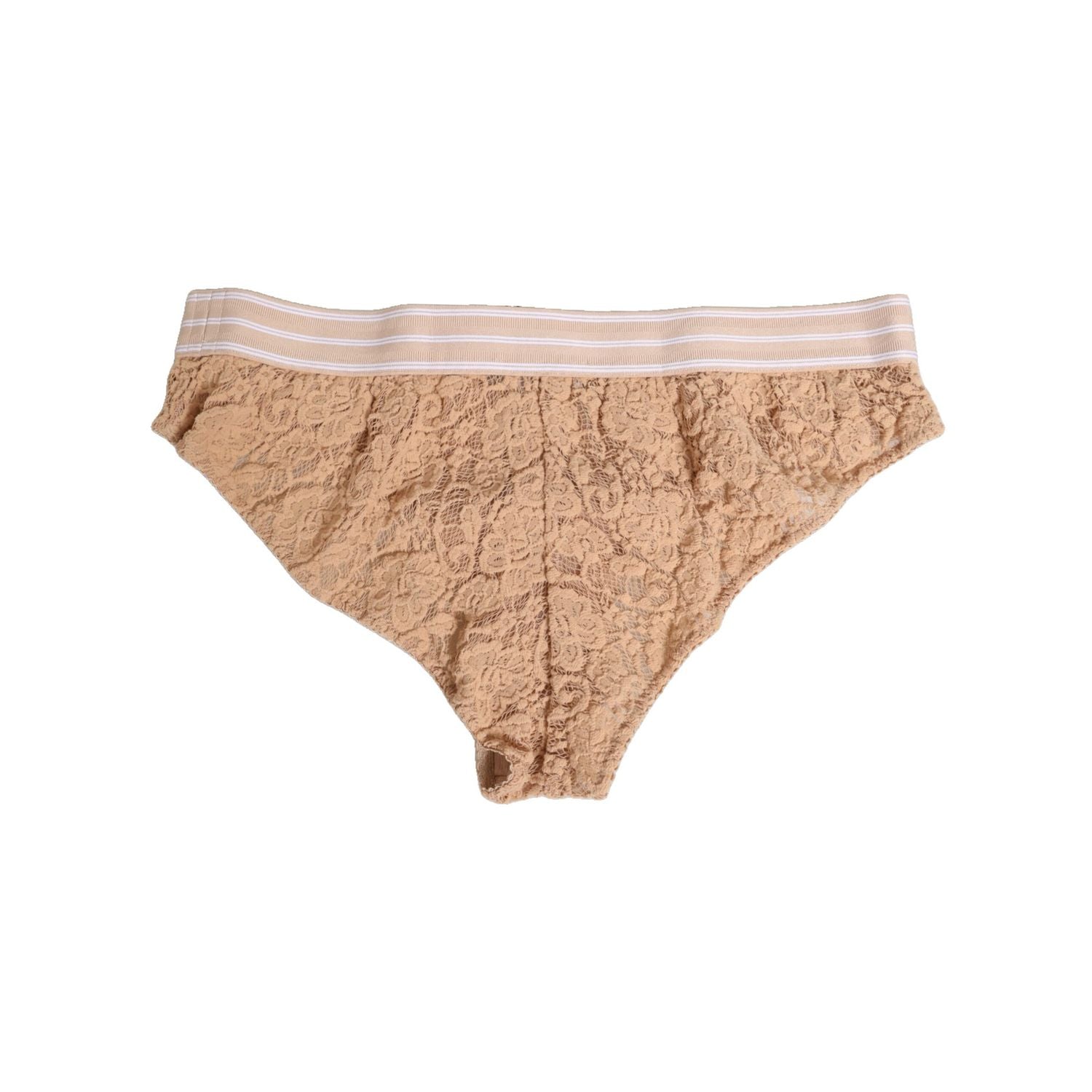Dolce & Gabbana Beige Lace Nylon High Waist Panty Underwear