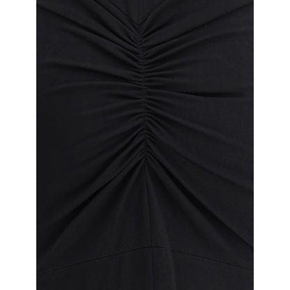 Close-up of ruched detailing on Jacquemus Black Viscose Cocktail Dress showcasing elegant design and high-quality fabric.