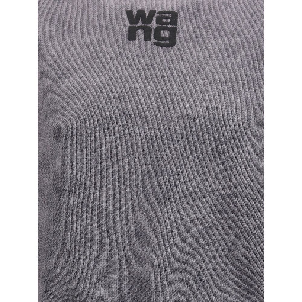 Close-up of Alexander Wang Gray Cotton Sweatshirt highlighting embossed logo and texture.