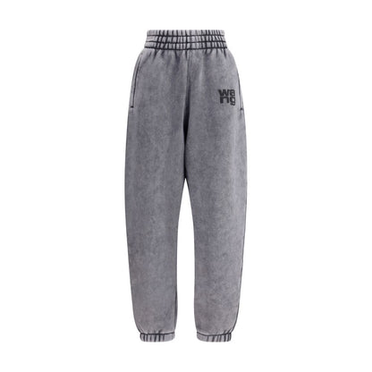 Alexander Wang Gray Cotton Joggers (Workout Pants) with puff-print logo and zip pockets, perfect for a modern casual look.