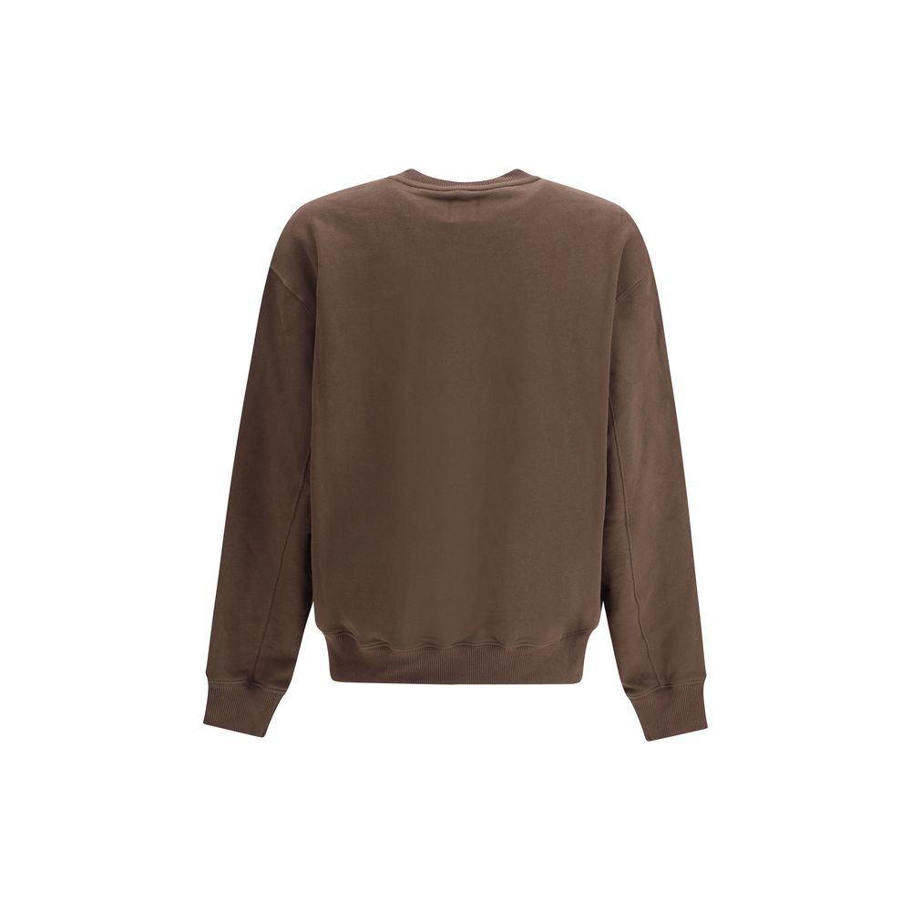 Back view of New Balance Brown Cotton Sweatshirt with crew neckline, ribbed hem, and cuffs in ultra-soft cotton blend.