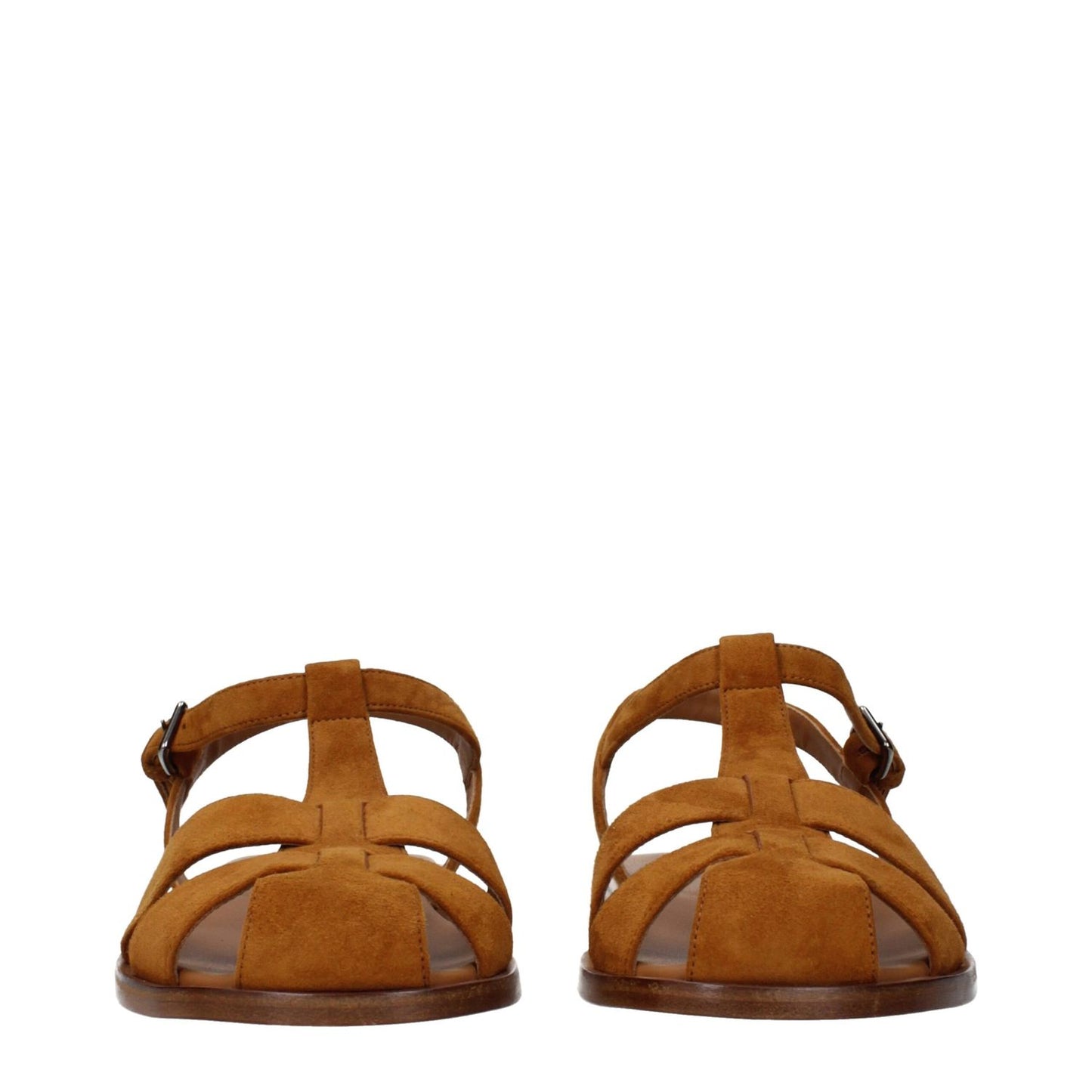 Church's Brown Leather Sandals DX01139HVF0AEY front view, suede material, ideal for stylish comfort.