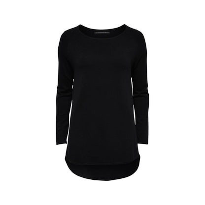 Only Black Viscose Sweatshirt - elegant long pullover with asymmetric cut and long sleeves for versatile style and comfort.