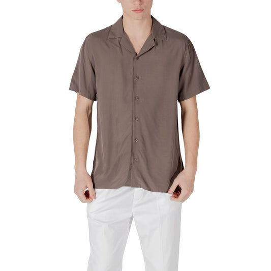 Gianni Lupo Brown Viscose Shortsleeve Shirt 1728,71956299936,Brown,Clothing,Gianni Lupo,IT54 | XXL,Men,New with tags,Shirts - Clothing,Shortsleeve - Shirts - Clothing
