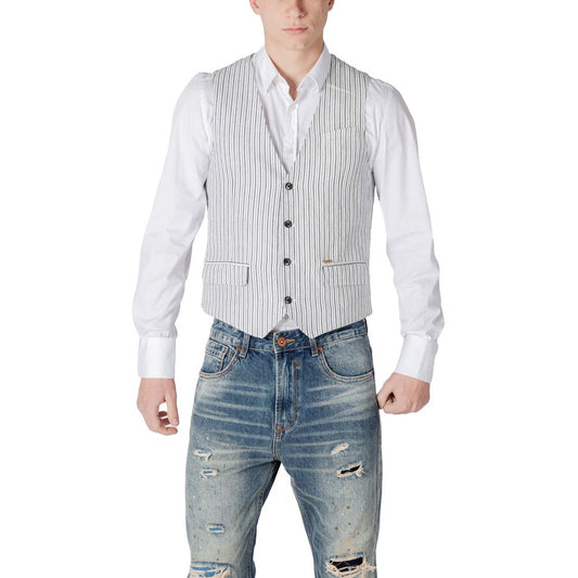 Gianni Lupo Black Linen Waistcoat