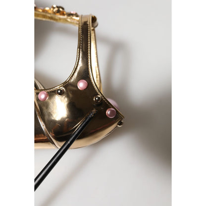 Dolce & Gabbana Gold Embellished Vally Heels Sandals Shoes