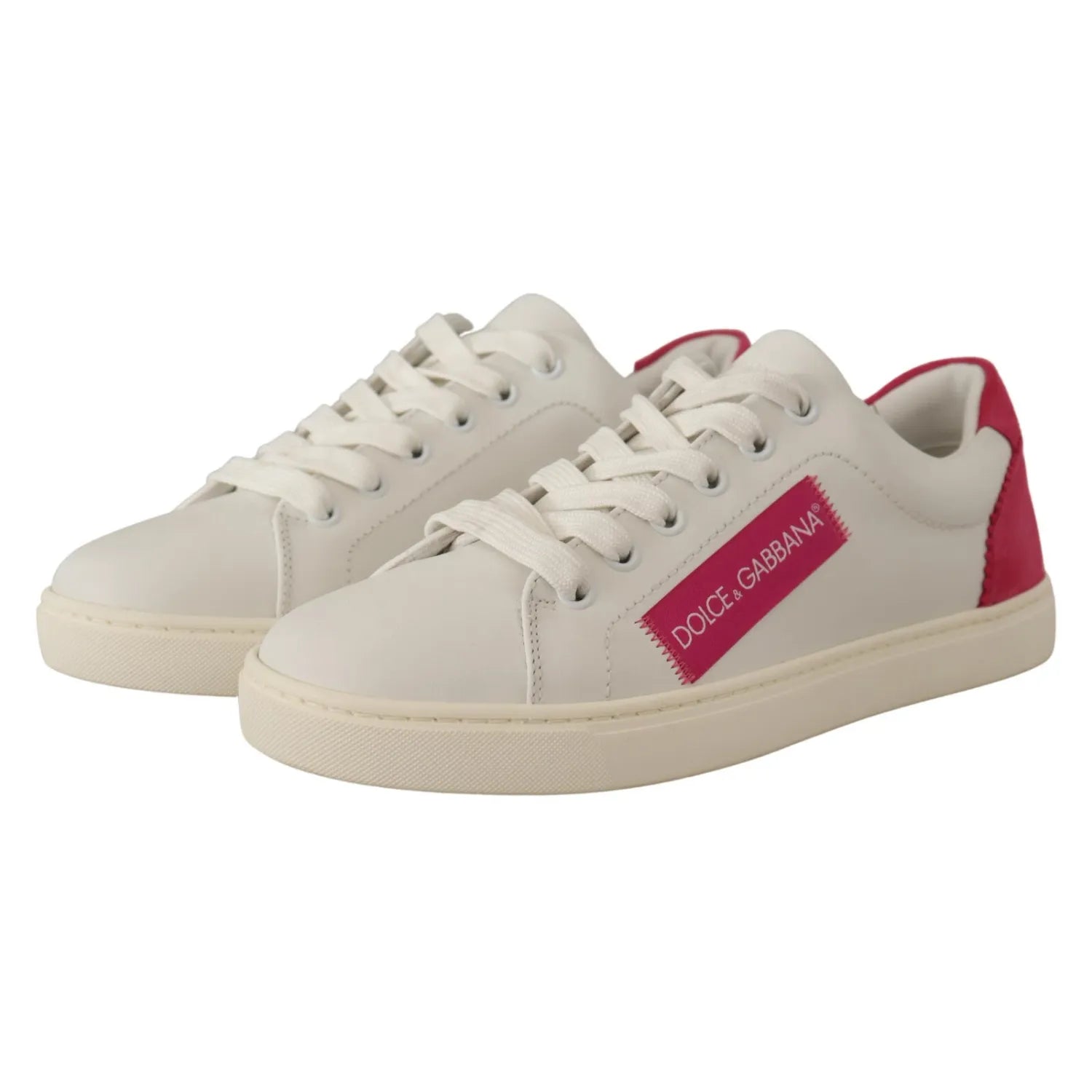 Dolce & Gabbana White Suede Leather Low Top Sneakers Shoes
